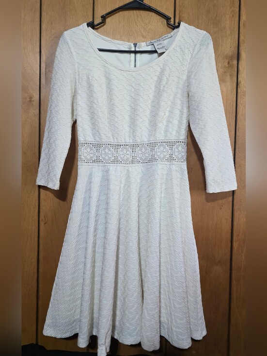 American Rag Dresses & Skirts - American Rag Cie Cream Textured Fit-and-Flare Dress with Crochet Waist- Size-S